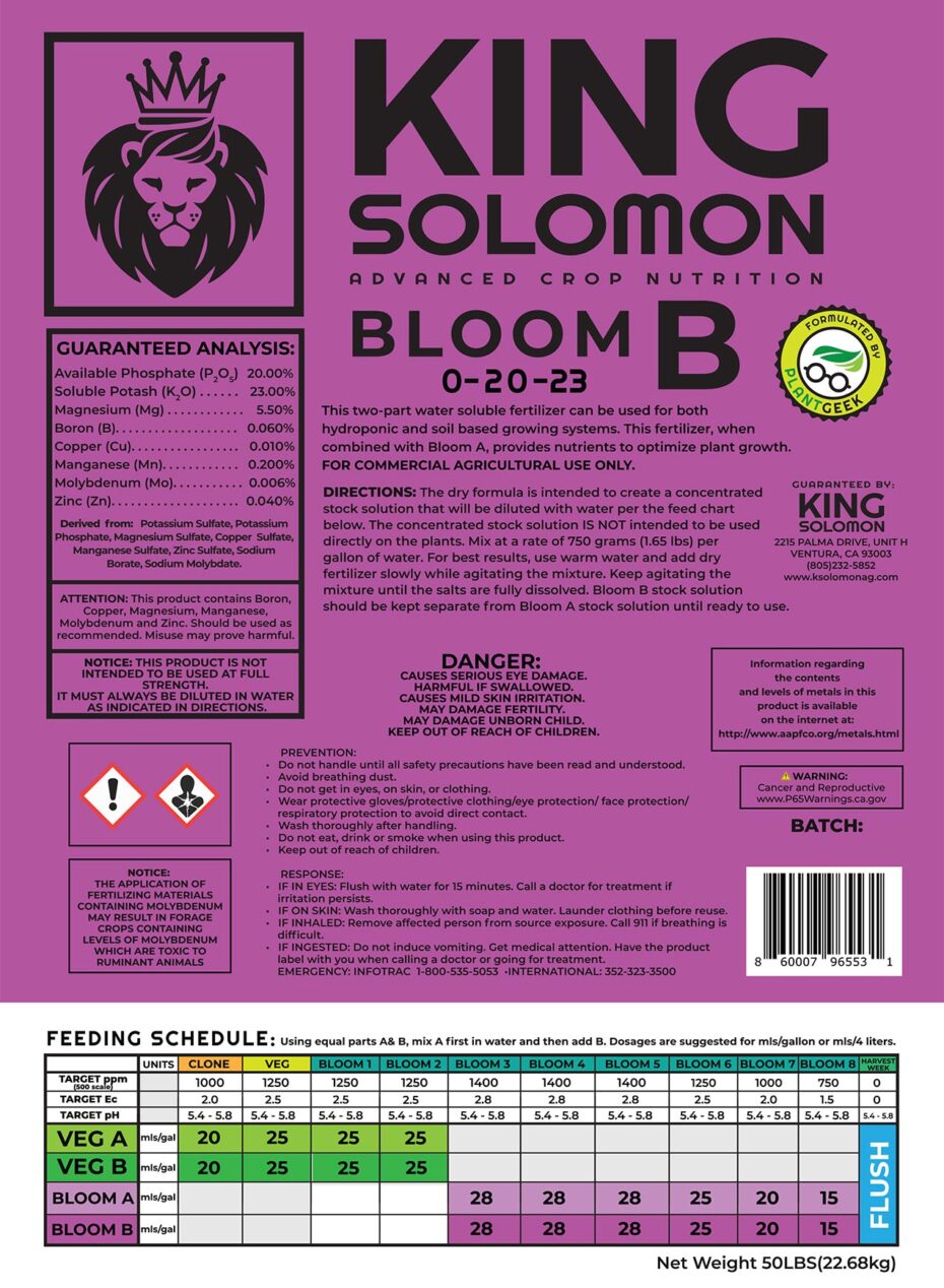 Bloom 50lb Nutrient Kit (Bloom A and Bloom B Commercial Nutrients ...